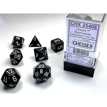 Příslušenství k deskovým hrám Chessex Sada 7 kostek Chessex - Černá / Bílá- 25408