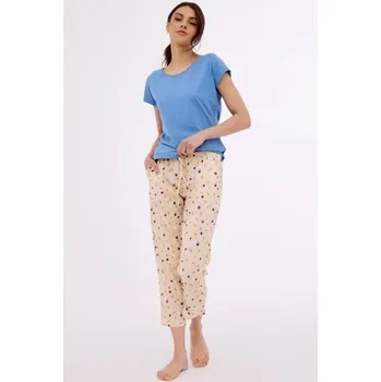 Dámské pyžamo Dámské pyžamo Cornette Missy- bavlna Světle modrá L