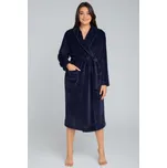 Dámský župan Italian Fashion Bona - dlouhý bipolar Tmavě modrá XL