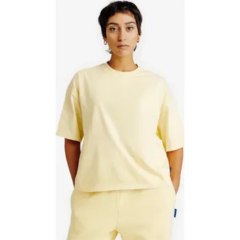 Dámské oblečení DECATHLON Dámské tričko crop oversize M ŽLUTÁ