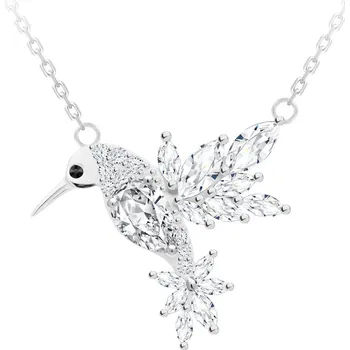 Náhrdelník Stříbrný náhrdelník Gentle Gem, kolibřík s kubickou zirkonií Preciosa 5290 00