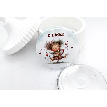 Dekorativní magnet Z lásky, magnetka průměr 58 mm, 1 kus