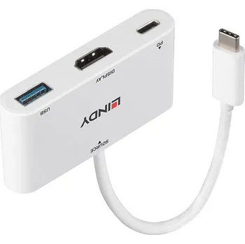 LINDY USB-C® adaptér [1x USB-C® zástrčka - 1x HDMI zásuvka, USB 3.2 gen. 1 zásuvka A] 43340 0.18 m