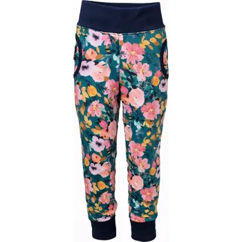 Dívčí Mia tepláky - zelené - růžové květy