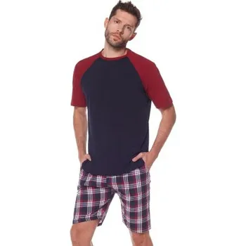 Pánské pyžamo Pánské pyžamo LaL 2165 Baseball - bavlna Tmavě modrá-červená 3XL