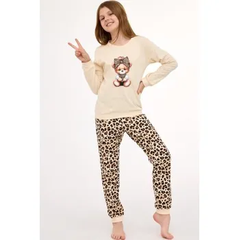 Dívčí pyžamo Dívčí pyžamo Cornette Panther - bavlna Béžová 122-128