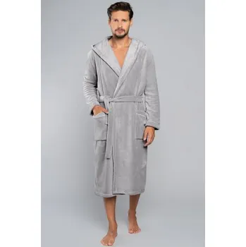 Pánská móda Pánský župan Italian Fashion Mimas - huňatý Šedá 2XL