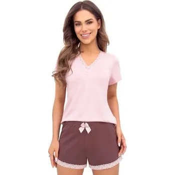 Dámské pyžamo Dámské krátké pyžamo Donna Daphne - viskóza Růžová XL(42)