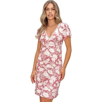 Dámské noční prádlo Noční košilka Donna Tina - viskóza Růžovo-bílá 2XL(44)