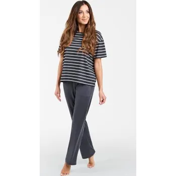 Dámské oblečení Dámské pyžamo Italian Fashion Betty - krátký rukáv Tmavě šedá XL