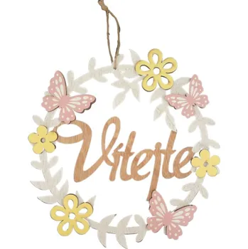 Samolepící dekorace Paper Design Závěs dřevěný s nápisem "Vítejte" pr.21cm, barevný