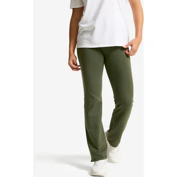 Dámské legíny DOMYOS Dámské rovné fitness legíny se stahovacím pasem 2XL KAŠTANOVÁ|ZELENÁ