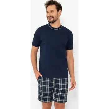 Pánské pyžamo Pánské krátké pyžamo Italian Fashion Andreas - bavlna Tmavě modrá 2XL