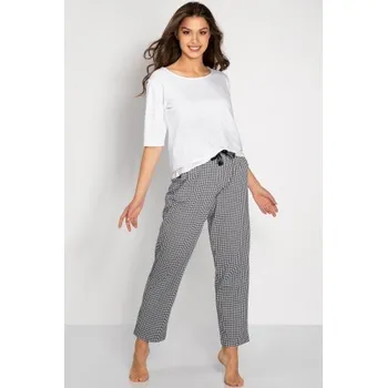 Dámské pyžamo Dámské pyžamo Momenti Per Me Alexandra - viskóza Bílo-černá XL