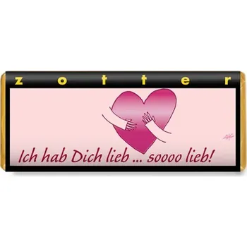 Čokoláda Zotter Bio hořká čokoláda Miluji Tě s malinovou ganache, 70 g