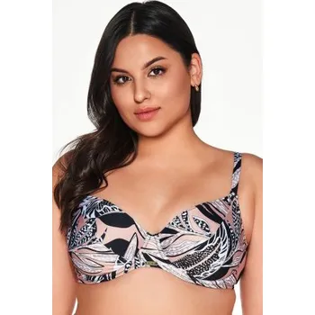 Dámské plavky Nevyztužený horní díl plavek Ava Lingerie SK-221 Černo-béžová 70G