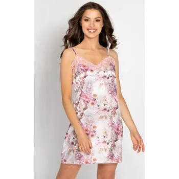 Dámská noční košile Noční košilka Momenti Per Me Sublime - saténová Stříbrná L