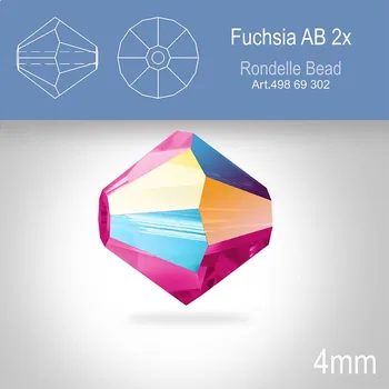 Dětské navlékací korálky PRECIOSA Bicone MC BEAD (sluníčko) velikost 4mm. Barva FUCHSIA AB 2x. Balení 30ks .