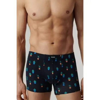 2 PACK boxerky Atlantic 2MHH-005 - kaktus Tmavě modrá - lososová L