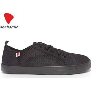 Dámské tenisky Anatomic stylové barefoot tenisky PRODYŠNÉ STARTER AM01 - Černé s černou (5 dírek) Velikost EU: 44, vnitřní délka: 285, vnitřní šířka: 105