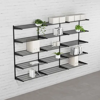 regál Walteco Nástěnná regálová sestava TRIPLE, 1500x2430 mm, černá Hloubka: 330 mm