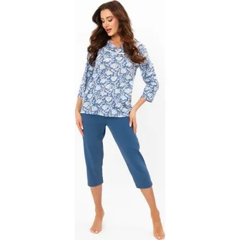 Dámské oblečení Dámské 3/4 pyžamo Italian Fashion Bisali - bavlna Modrá 3XL
