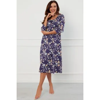 Dámská noční košile Bavlněná noční košile Italian Fashion Pulia - tříčtvrteční rukáv Tmavě modrá L