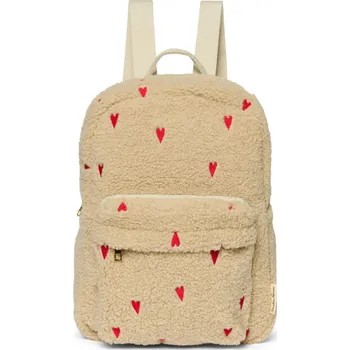 Dětský batoh Studio Noos Teddy Midi Backpack - batůžek s přední kapsou Ecru Hearts