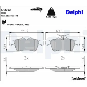 Brzdová destička Sada brzdových destiček, kotoučová brzda DELPHI LP3303