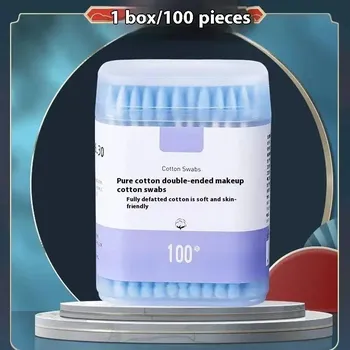 Vatová tyčinka Jemné bezchemické vatové tyčinky pro děti | hygienické pomůcky - 100 KS Modrá