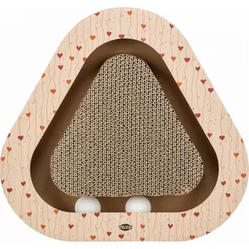 Škrabací karton VALENTINE triangl, s míčky a catnipem, 36 x 5 x 36/36 cm, meruňková - LIMITOVANÁ NAB