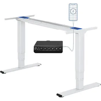 Jednací stůl Elektricky nastavitelný stůl EC5W-Plus-EU, 60–125 cm, bez desky, bílý - N FLEXISPOT