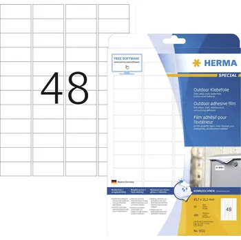 Kotouček do pokladny a tiskárny štítků Herma 9531 Fóliové etikety 45.7 x 21.2 mm polyethylenová fólie bílá 480 ks trvalé barevná laserová tiskárna, laserová tiskárna, barevná kopírka, kopírka, ruční