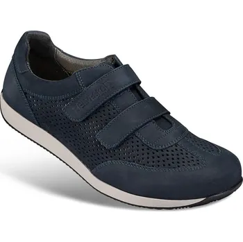 Pánská zdravotní obuv Pánské letní sportovní tenisky se zapínáním na suché zipy, nubuková useň, tmavě modrá: 39