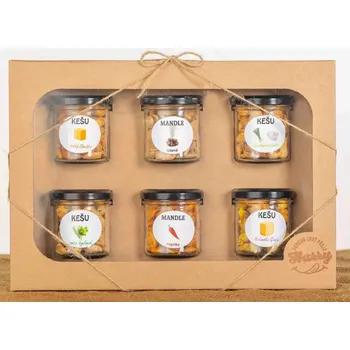 Dárková krabička Dárková sada Kešu či Mandlí 6ks NAMIXUJ si SÁM (Dárková sada Kešu Exclusive či Španělských Mandlí Valencia 6ks NAMIXUJ si SÁM dle vlastího výběru)