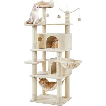 Škrabadlo pro kočky 614590 beige s vyhlídkovou plošinou, 170cm - A YAHEETECH