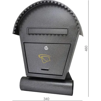 Poštovní schránka DOPRODEJ Poštovní schránka 340x460x75 mm, stříbrná antik, max. formát listu: B6, tunel na noviny ø70 mm