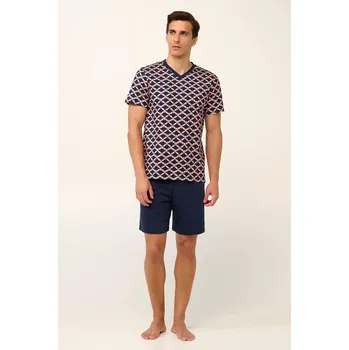 Pánské pyžamo Vamp Bavlněné pánské pyžamo s výstřihem do V 22662