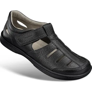 Pánská zdravotní obuv Pánské sandály s páskem na suchý zip a uzavřenou špičkou, hladká useň, černá: 41