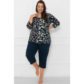 Dámské oblečení Dámské pyžamo Italian Fashion Lucja - bavlna Tmavě modrá 3XL