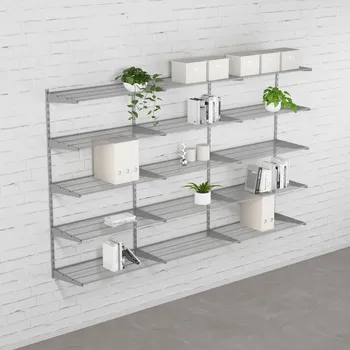 regál Walteco Nástěnná regálová sestava TRIPLE, 1500x2430 mm, stříbrná Hloubka: 330 mm