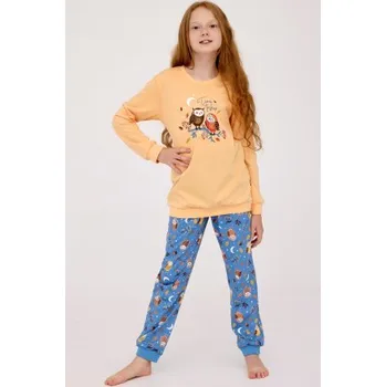 Dívčí pyžamo Dívčí pyžamo Cornette Owls 2 - bavlna Světle oranžová 86-92