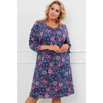 Dámská móda Tříčtvrteční noční košile Italian Fashion Topana - bavlna Tmavě modrá XL