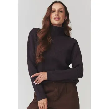 Dámský svetr Dámský svetr s rolákem Makadamia C20 - hnědofialový Hnědo-fialová Uni