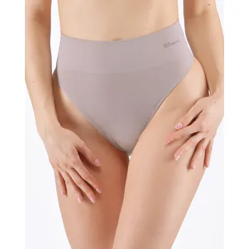Kalhotky EcoBamboo 05015P Tanga s vysokým pasem a širším lemem Barva: šedohnědá, Velikost: M/L