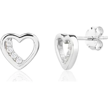 Náušnice Bealio BEALIO 13925 Stříbrné náušnice SRDCE bílé 03-13925-4095
