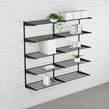 regál Walteco Nástěnná regálová sestava DOUBLE, 1500x1630 mm, černá Hloubka: 330 mm