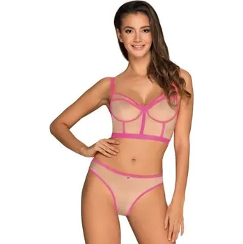 Dámská erotická souprava Sexy komplet Obsessive Nudelia - top a kalhotky Růžová L/XL