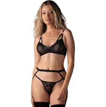 Dámská erotická souprava Sexy komplet Obsessive Euridia - 3 dílný Černá M/L