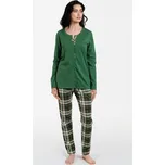 Dámské pyžamo Italian Fashion Asama - dlouhé propínací Zelená 2XL
